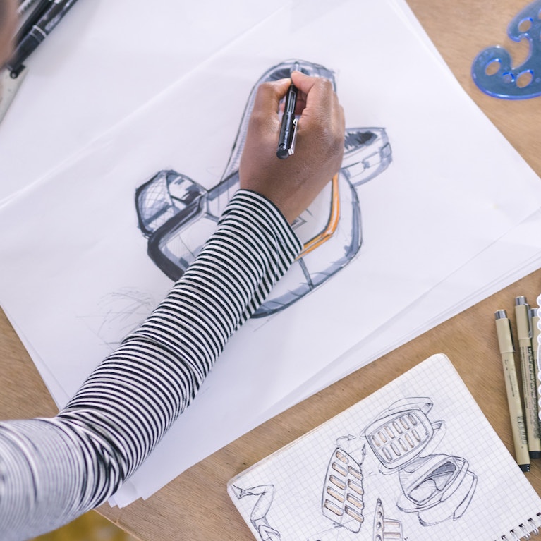 Graphic designer working in modern studio space