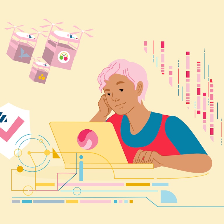 Consumer sitting at laptop thinking about payments