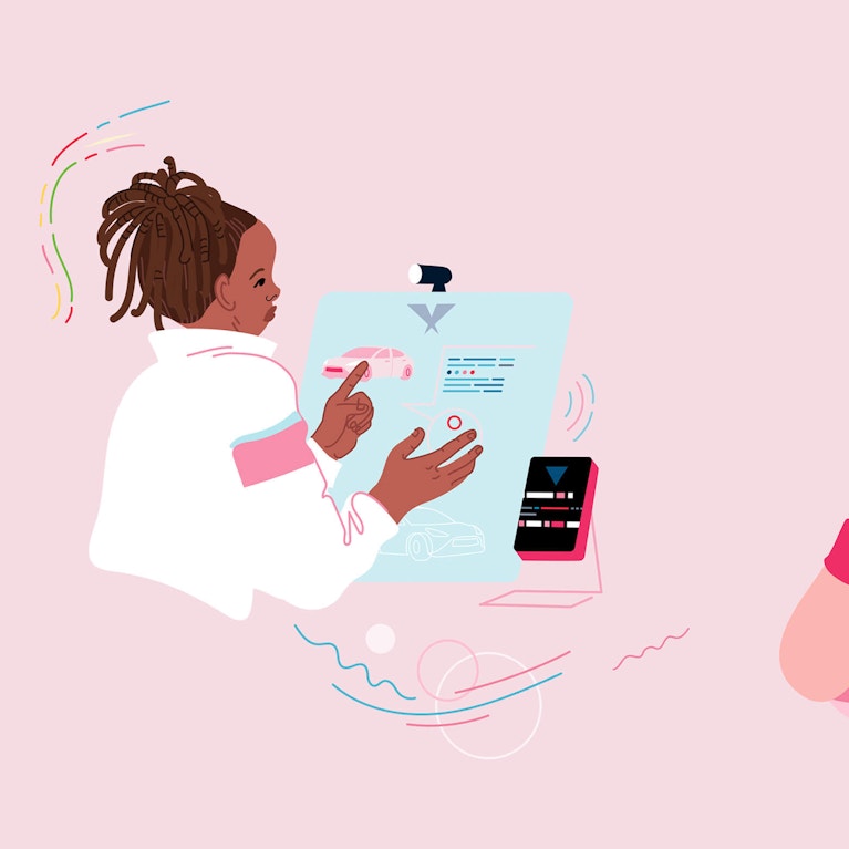 Two separately working on digital devices