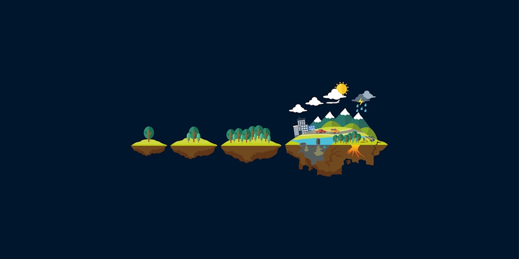 Illustration showing progression of an island