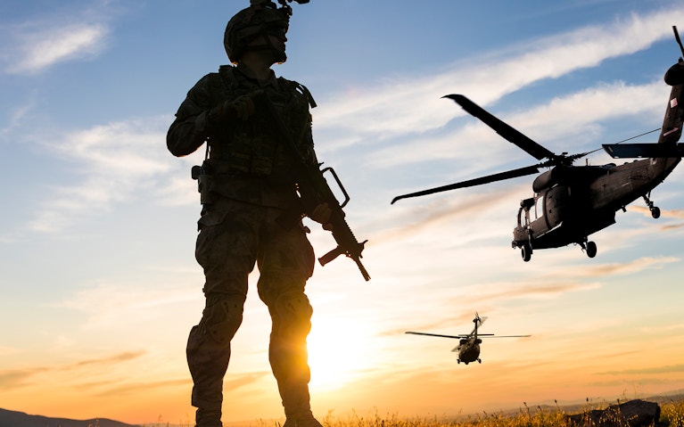 Soldier on battlefield