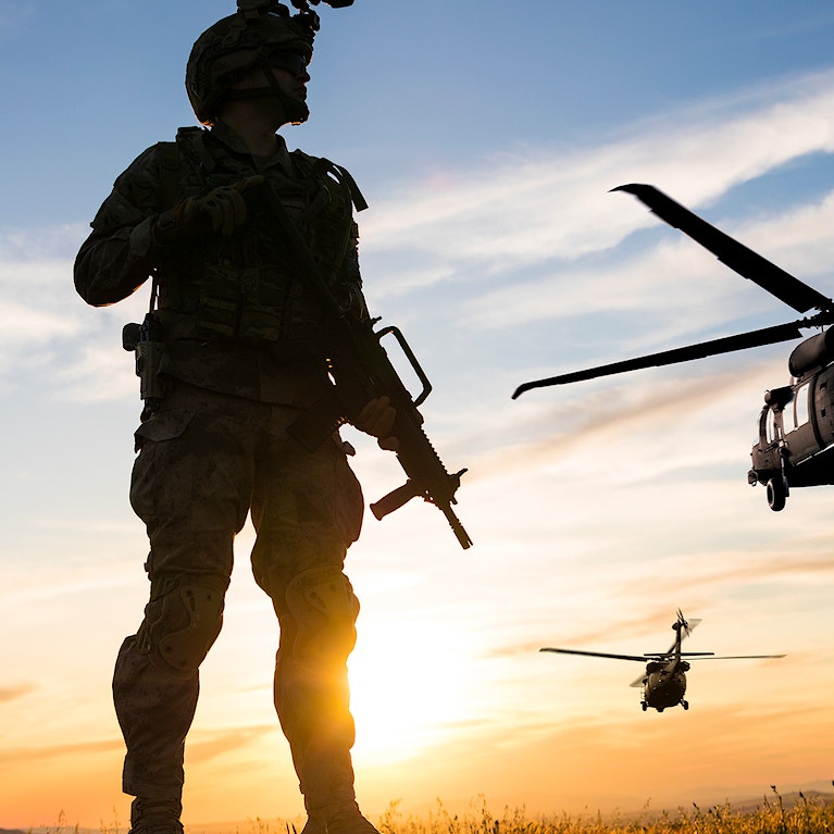 Soldier on battlefield