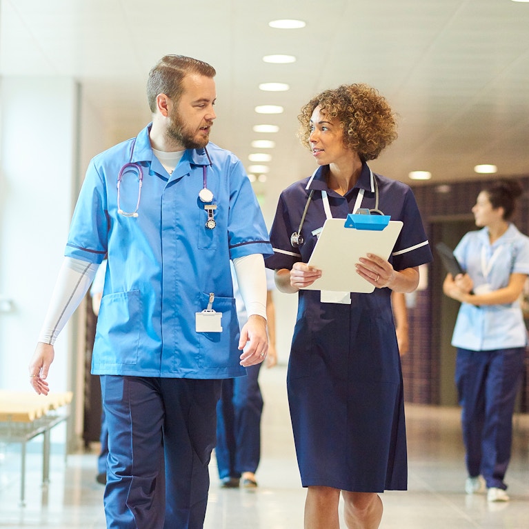 Male nurse with senior nurse