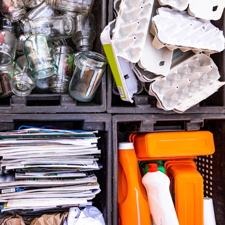 Bins of sorted recycling
