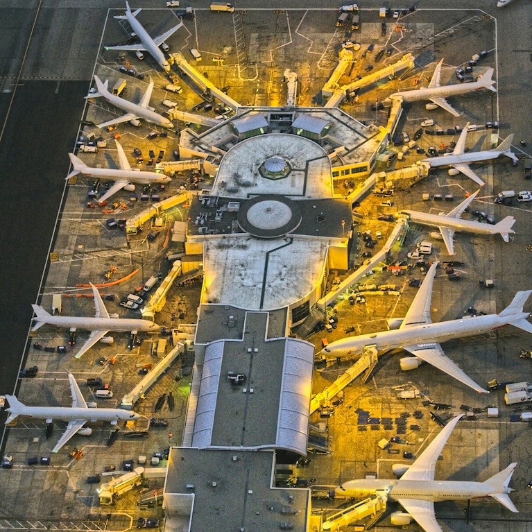 Aerial view of airport, Los Angeles, California, United States