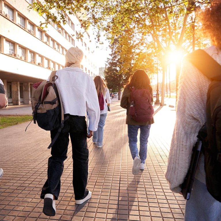 Students walking on the street