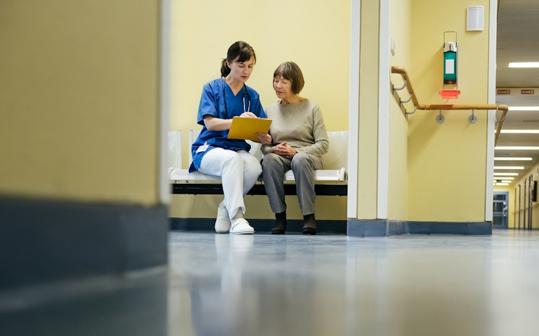 Doctor and senior patient at hospital