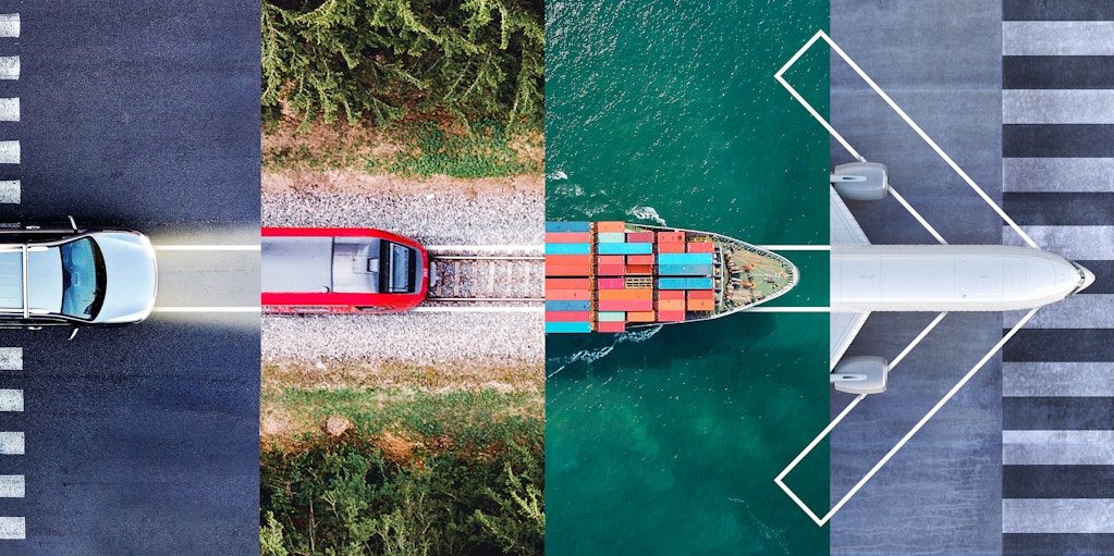 Different forms of transport heading in the same direction