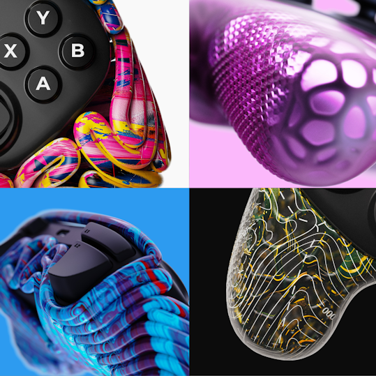 Images of a 3d printed gaming controller called Lattice