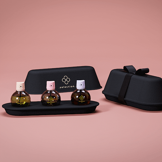 Beauty product gift set made with Dry Molded Fiber